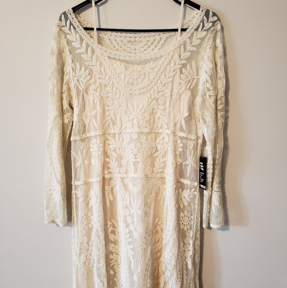 Express cream lace dress